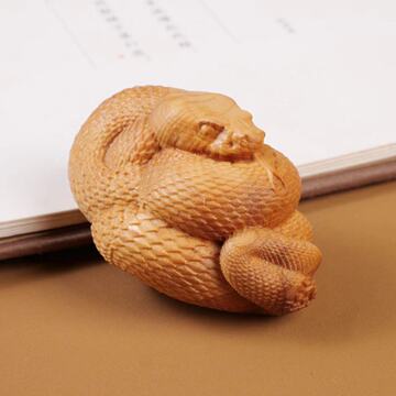 崖柏木雕手把件小青蛇手把件眼镜蛇生肖蛇把玩汽车挂件工艺品批发