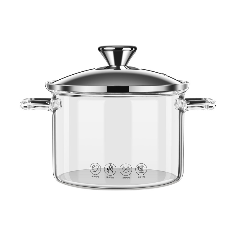 Borosilicate Glass Pot Soup Pot Tremella, a Kind of Semi-Transparent White Fungus Slow Cooker Stew Pot Stewing out of Water Bird's Nest Stewpot Slow Cooker High Temperature Resistance Dual-Sided Stockpot