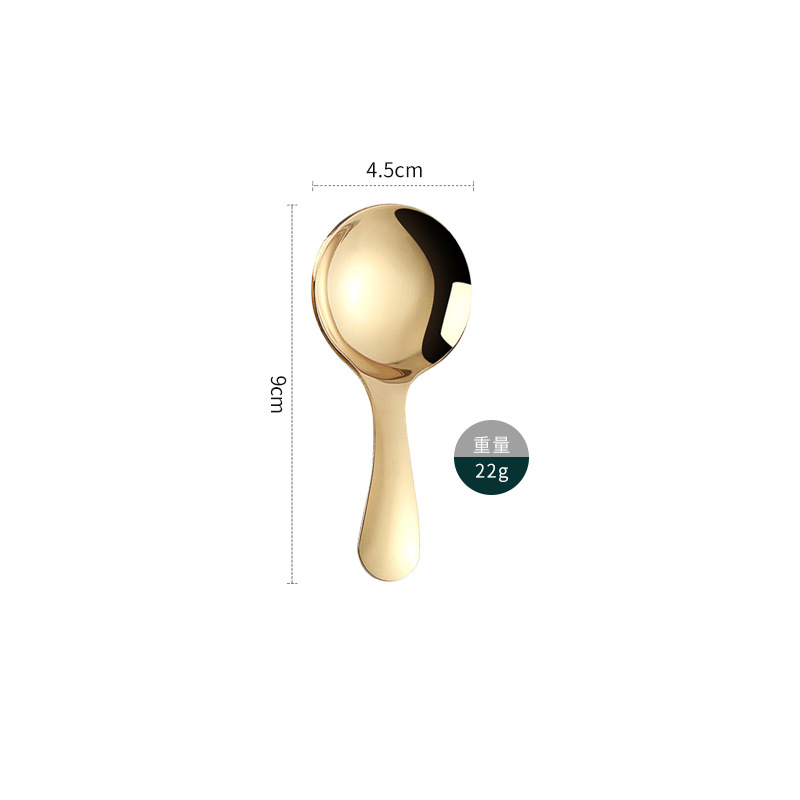 304 Stainless Steel Short Handle round Head Spoon Creative Ice Cream Dessert Spoon Tea Spoon Children Spoon Formula Milk Powder Spoon Spoon round Spoon