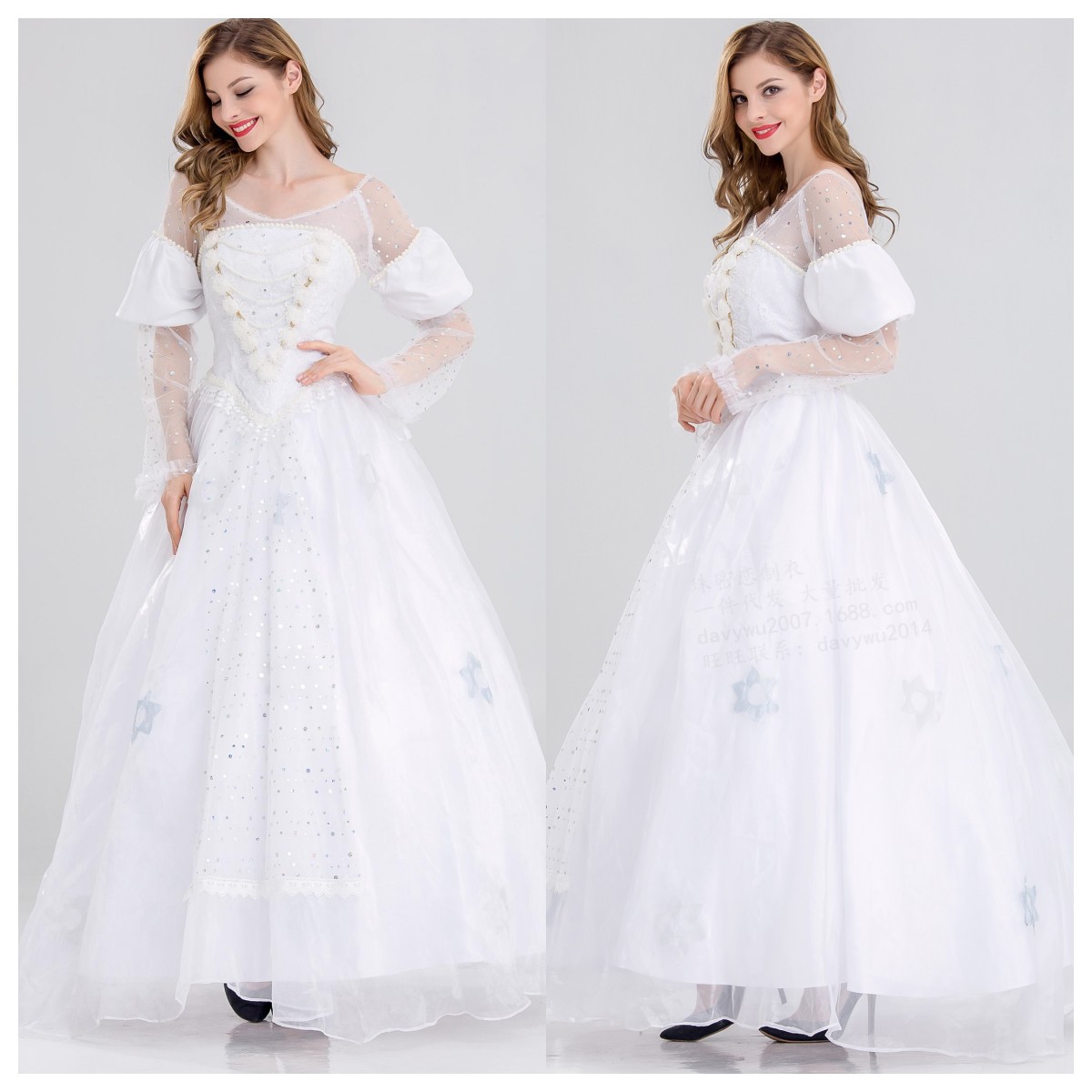 新款 女王服万圣节化装舞会白皇后装cosplay皇后服装舞台演出变装