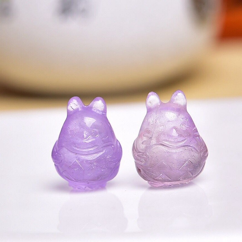 天然紫水晶项坠 卡通龙猫吊坠 可爱 女款饰品 diy饰品配饰-阿里巴巴