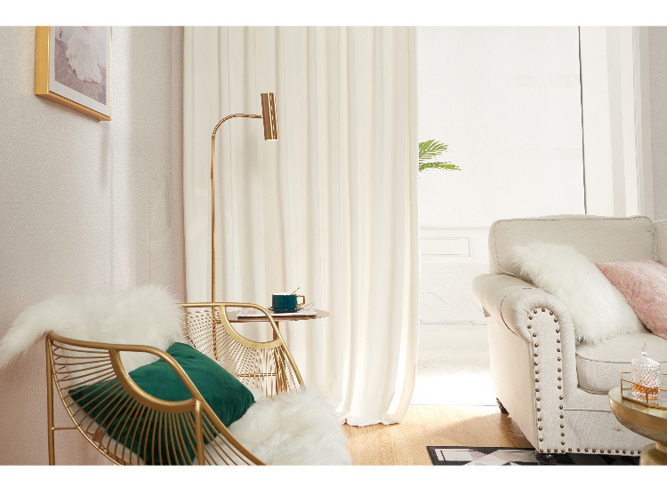 德国棉绒遮光窗帘北欧奶油米色隔热防晒窗帘纯色飘窗卧室客厅定制