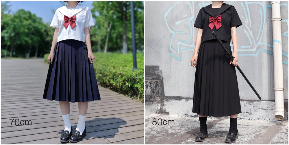 喵丸不良少女jk制服裙水手服优等生中长裙基础款纯色高腰百褶裙