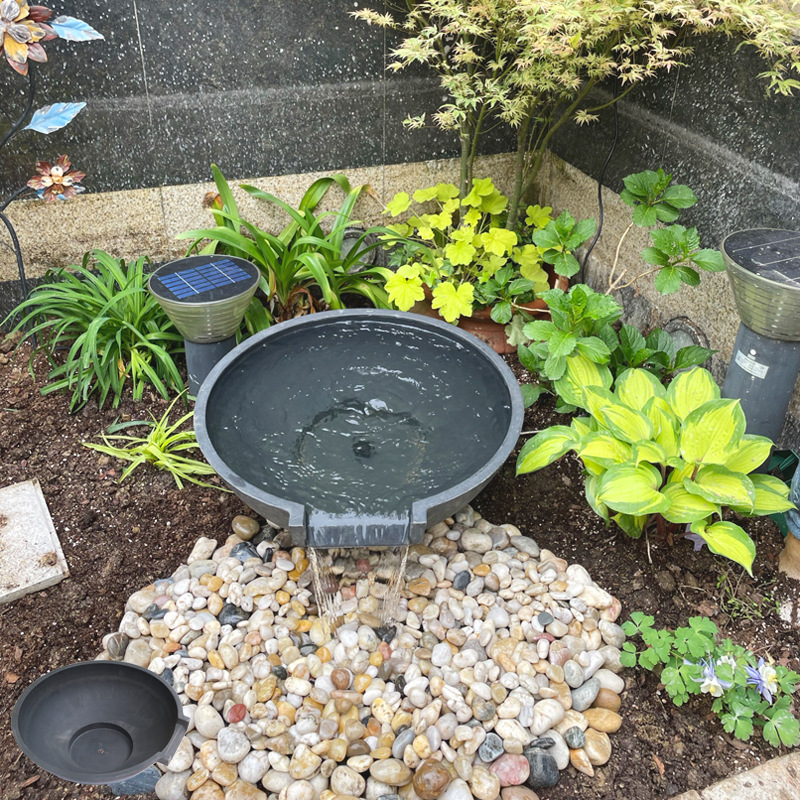 简易瀑布造景生态鱼池循环过滤出水口庭院花园假山溪流跌水水景观