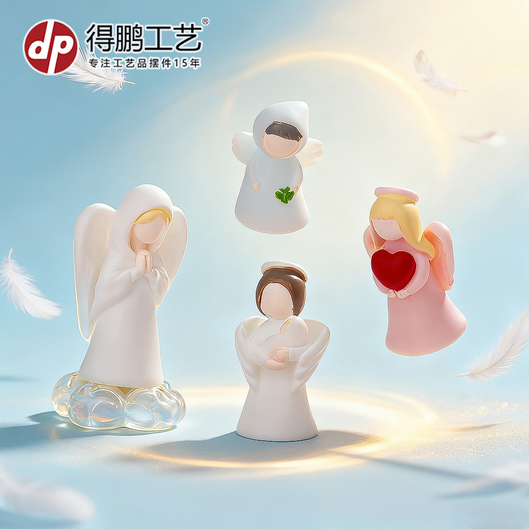 感恩节新款微景观守护天使树脂工艺品 diy装饰配件桌面车载小摆件