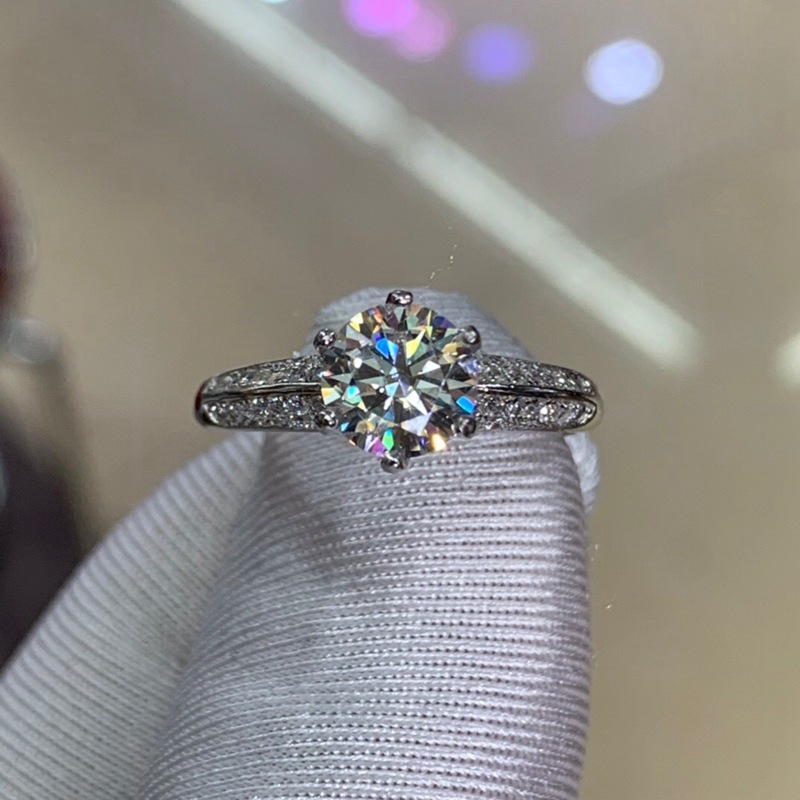 5ct莫桑钻戒指配送gra证书黑卡50份0.5钻戒s925银镶嵌直播货