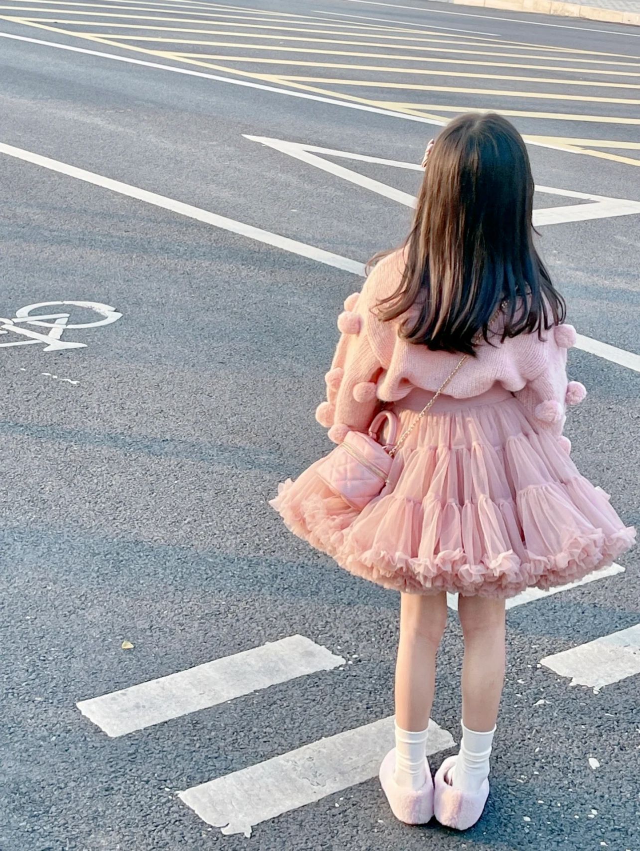 女童秋装甜美女孩粉色球球软糯灯笼袖公主毛衣 tutu裙分开拍外贸