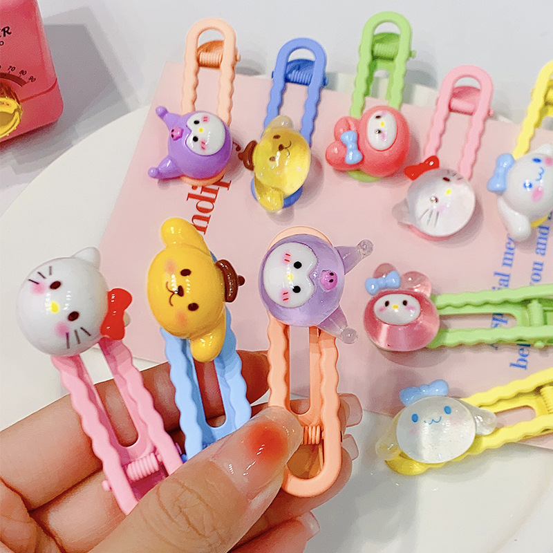 Cute Three-Dimensional Sanrio Cartoon Barrettes Girls' Side Bang Clip Shredded Hairpin Baby Does Not Hurt Hair Clip Hair Accessories