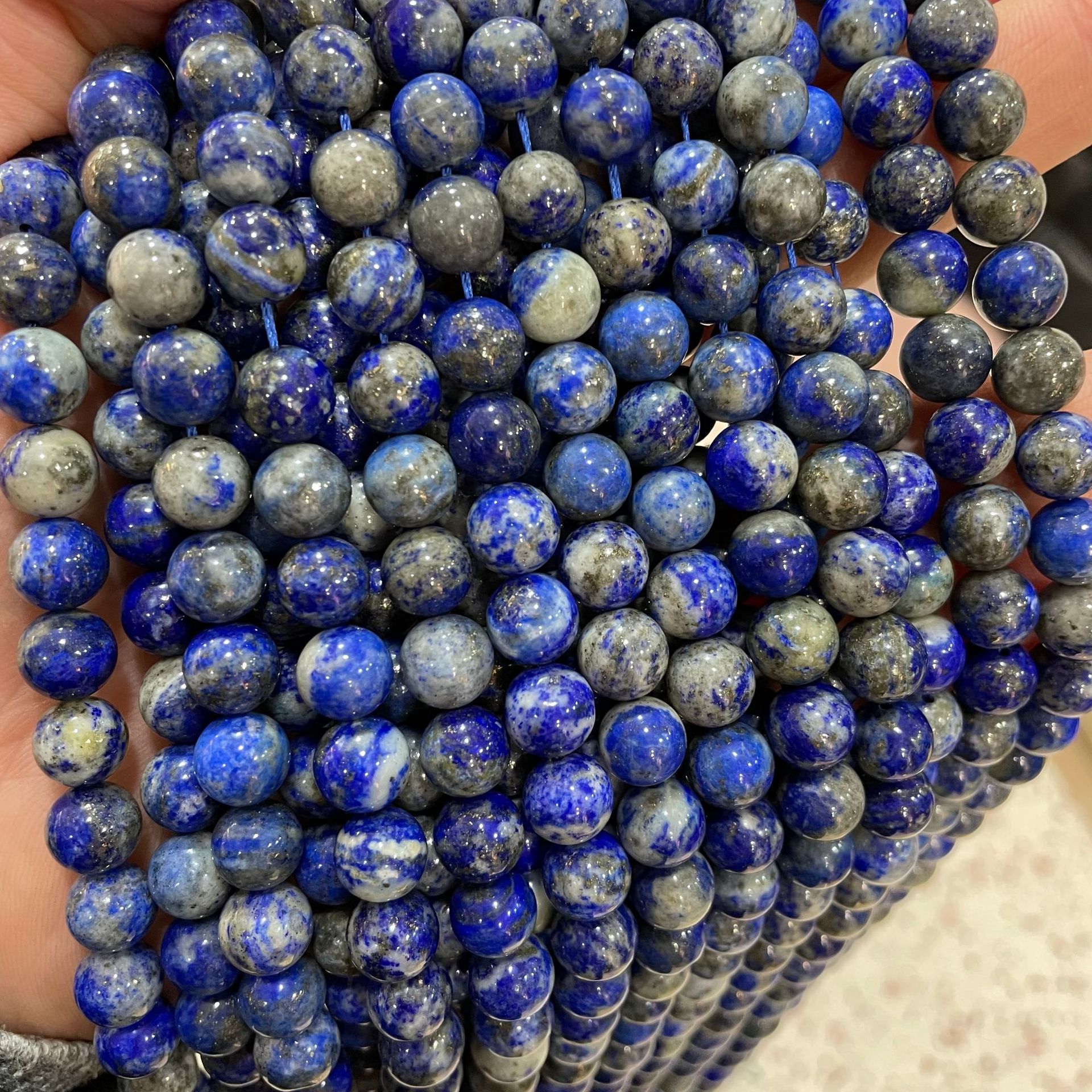 工厂直销不加色 天然阿富汗青金石散珠 圆珠 半成品 diy配饰 批发