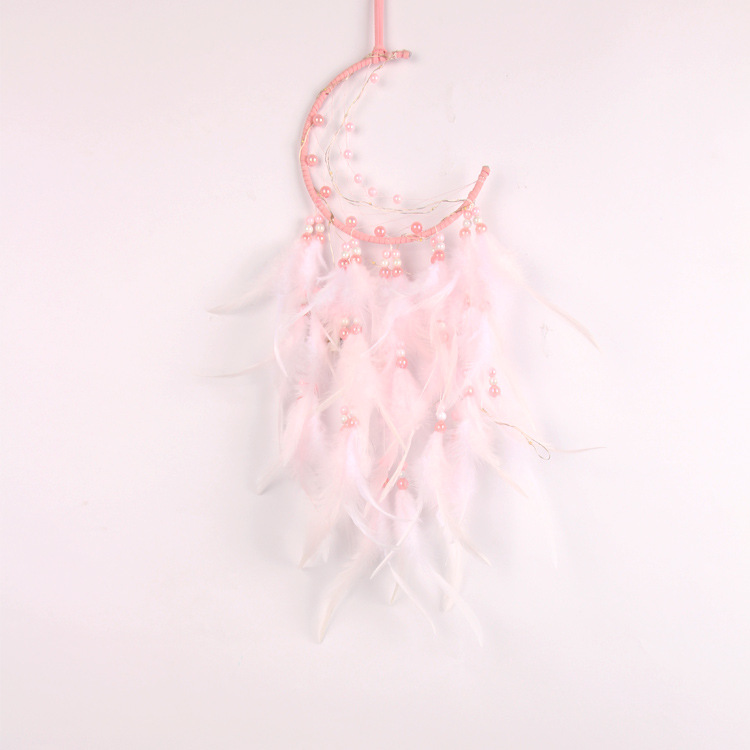 Factory Creative Moon Pink Dreamcatcher Tourist Attractions Souvenir Feather Girl Heart Decorative Pendant
