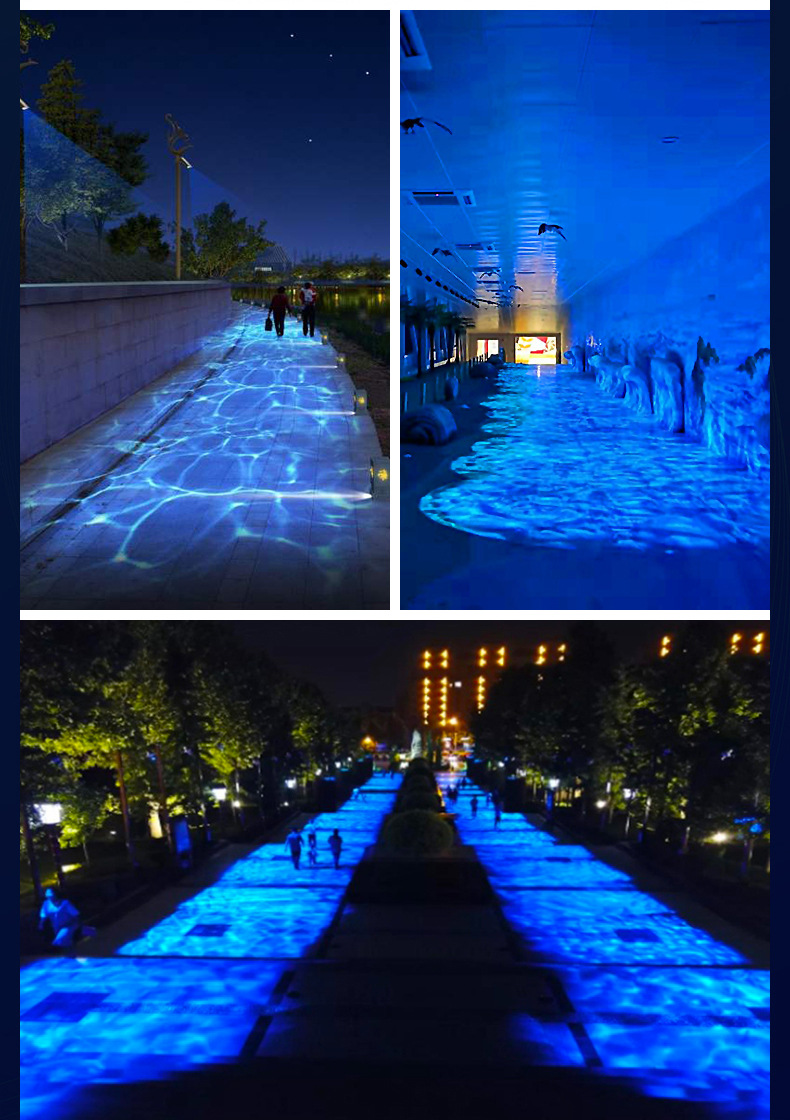 动态水纹投影灯水波纹logo图案投影灯海洋馆景区走道户外氛围灯