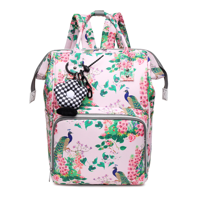 New Mummy Bag Waterproof Lightweight Backpacks Baby Diaper Bag Peacock Pattern Color Mother Bag out Mummy Bag