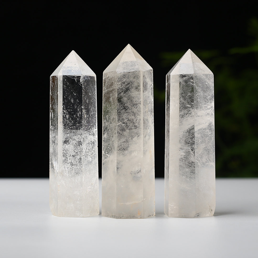 厂家批发 水晶柱粉晶 水晶六棱柱单尖七星阵摆件水晶灯装饰