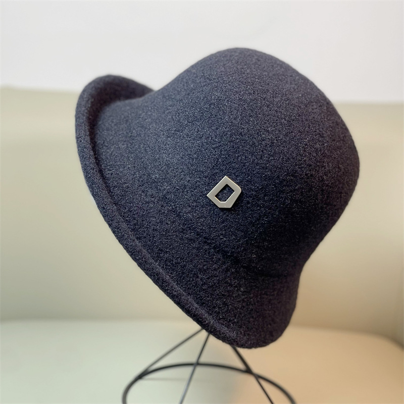 Elegant Curling Table Lamp Cap Autumn and Winter Ins Style Solid Color Sweet Bucket Hat Lazy Dehaired Angora Dome Bucket Hat Girl Korean Style