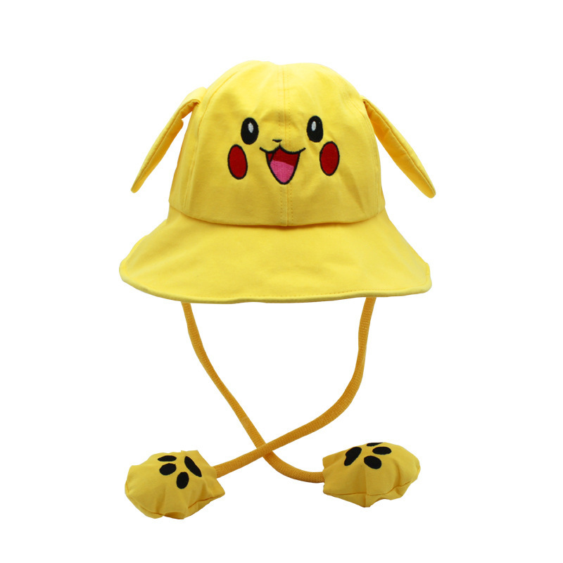 Moving Ears Rabbit Hat Children's Summer Cute Internet Celebrity Pikachu Bucket Hat Parent-Child Children's Sun Hat