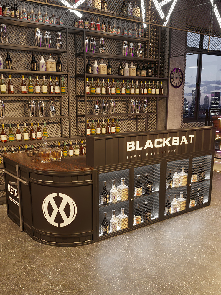 吧台收银台酒吧柜台网红餐厅商用奶茶店创意工业风前台接待台