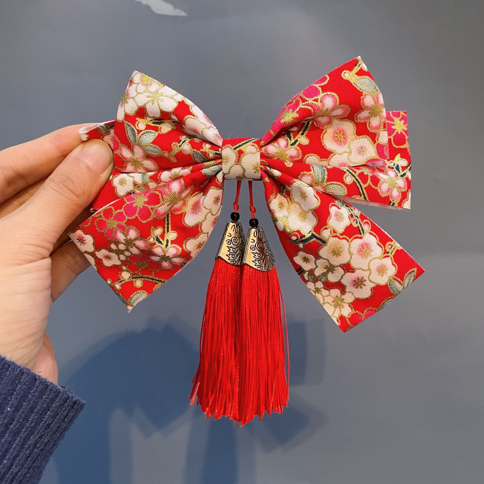 日系超大蝴蝶结发夹和风浴衣发饰汉服樱花流苏发夹演出配饰古风夹