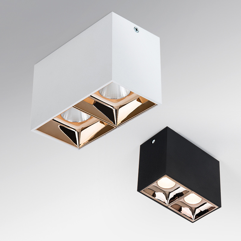 led明装方形筒灯客厅餐厅天花吸顶灯个性过道床头小射灯ra93高显