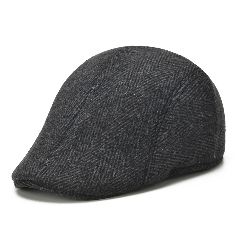 Factory Direct Sales Autumn and Winter New Woolen Plaid Middle-Aged and Elderly Men and Women Advance Hats Peaked Cap Hats for the Elderly