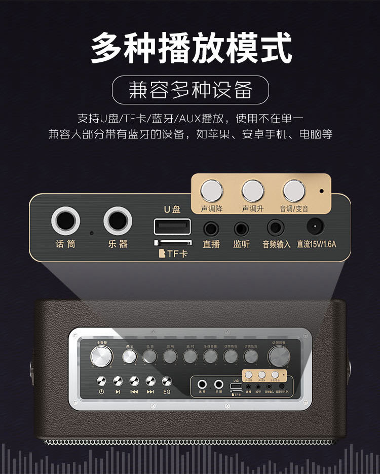 维妙k5 户外内置声卡一体直播音响唱歌萨克斯二胡笛萧电吹管音箱