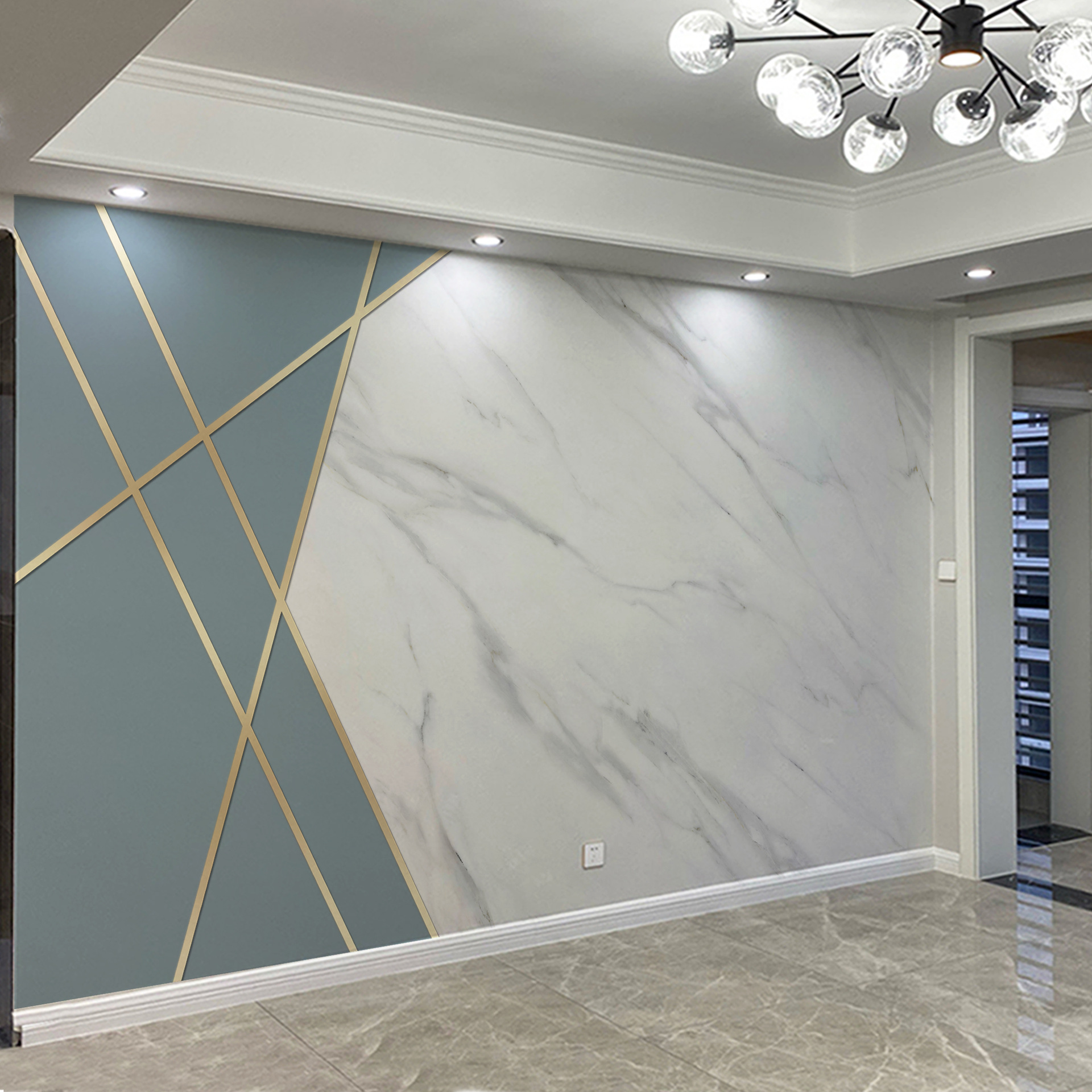 竹木纤维电视背景墙仿大理石集成墙板护墙板拼接客厅卧室装饰扣板