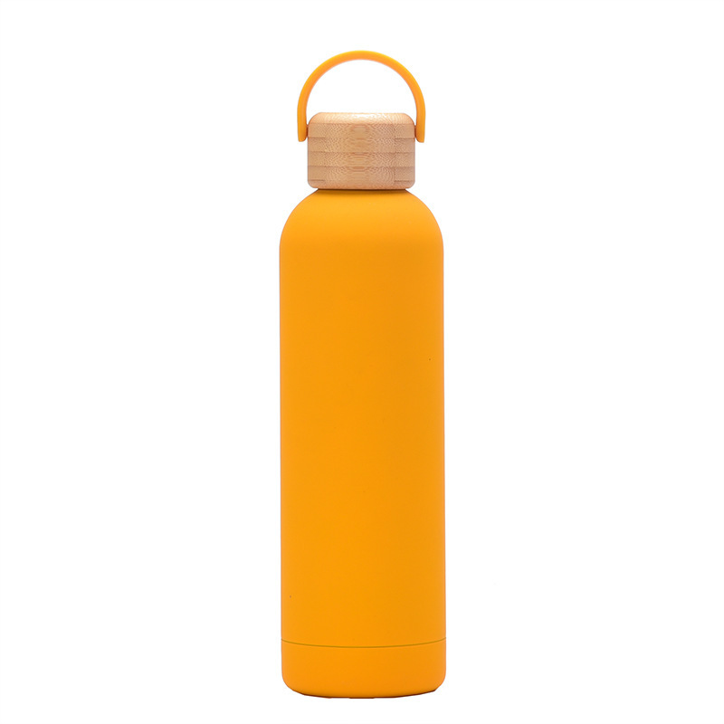 2023 New 750ml Vacuum Thermos Cup Portable Bamboo Cover Water Cup Sports Water Bottle Handle Outdoor Mountaineering Kettle