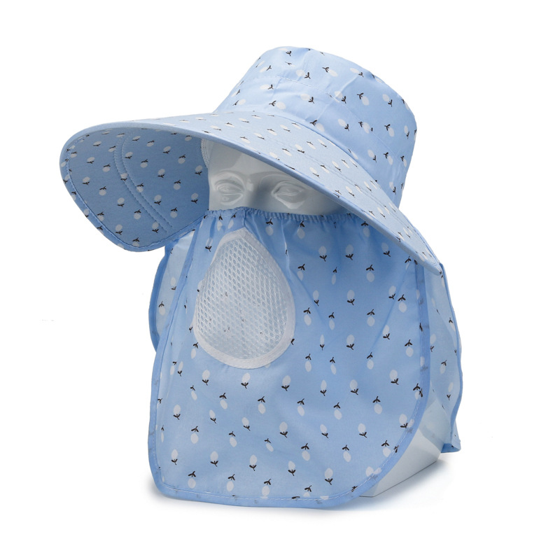 Summer Sun Hat Female Sun-Proof Face Cover Korean Wide Brim Mom Hat Riding Face Care Sun Hat Tea Picking Hat Wholesale