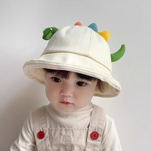 卡通恐龙渔夫帽春秋新款宝宝帽子可爱超萌婴儿遮阳帽男女儿童盆帽