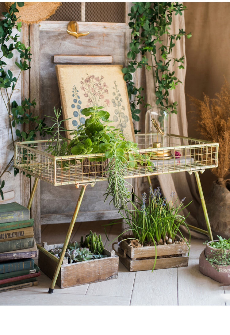 复古风铁艺架花架花台可拆装北欧客厅阳台多功能收纳台装饰陈列架