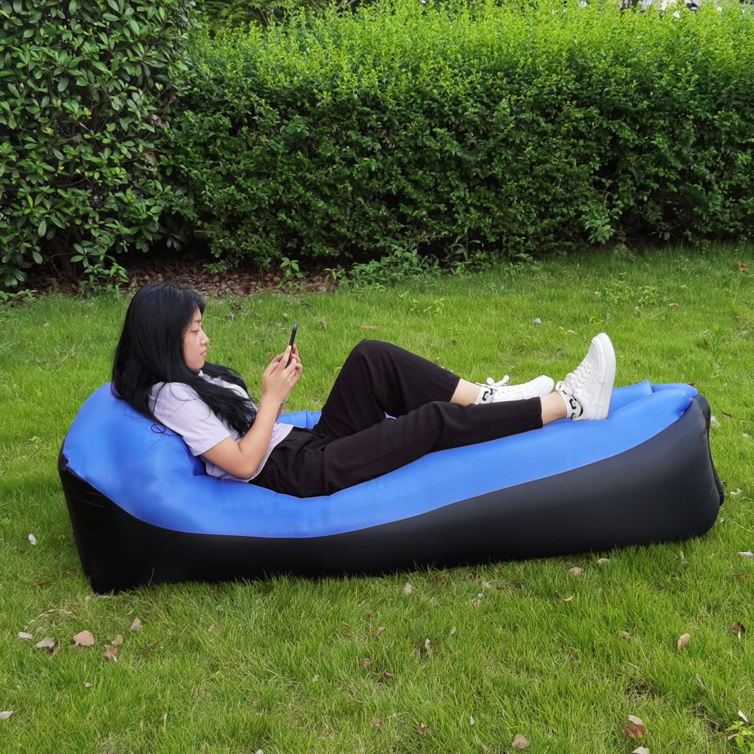 cross-border single folding lazy sofa outdoor portable travel air sofa bed outdoor camping sleeping bag airbed