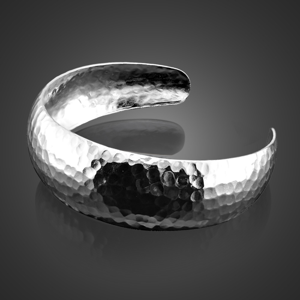 外贸首饰时尚欧美宽手镯电镀s925银女士手环开口设计手工饰品批发