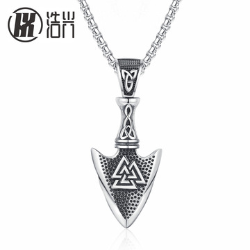 跨境钛钢饰品凯尔特结箭头吊坠项链 亚马逊热销配饰项链饰品男
