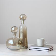 北欧ins极简主义圆球形盖玻璃花瓶 创意家居摆件 吹制干花花器