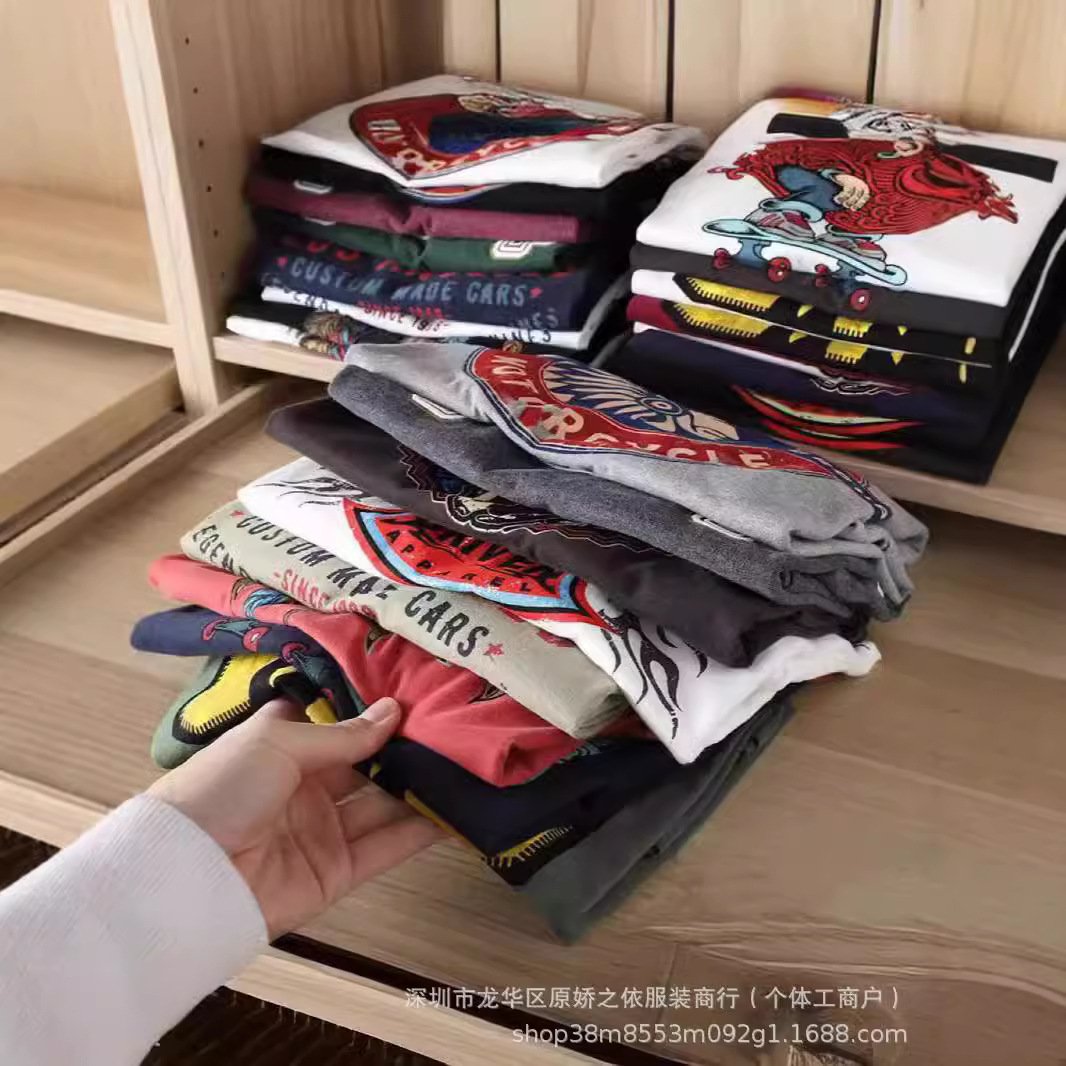 外贸装柜尾货库存男装1-5元工厂处理库存出口男装短袖t恤地摊批发