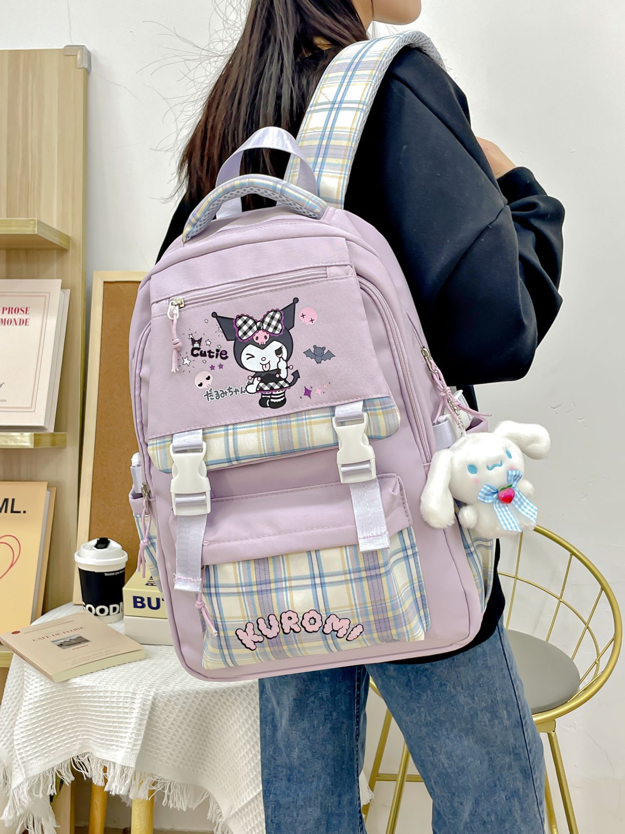 Clow M Schoolbag Student Korean Style Cute Cartoon Printed Girls Backpack Large Capacity Junior High School Popular Backpack