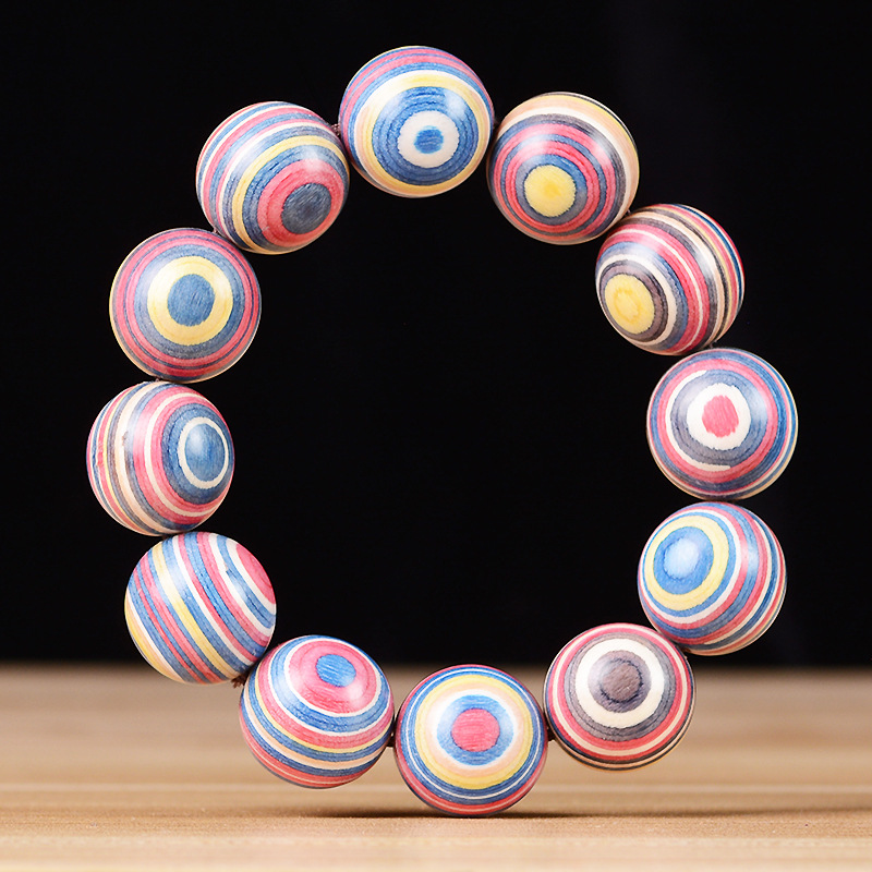 七彩桉木彩虹木2.0佛珠手串文玩民族风男女款手链汽车档位珠