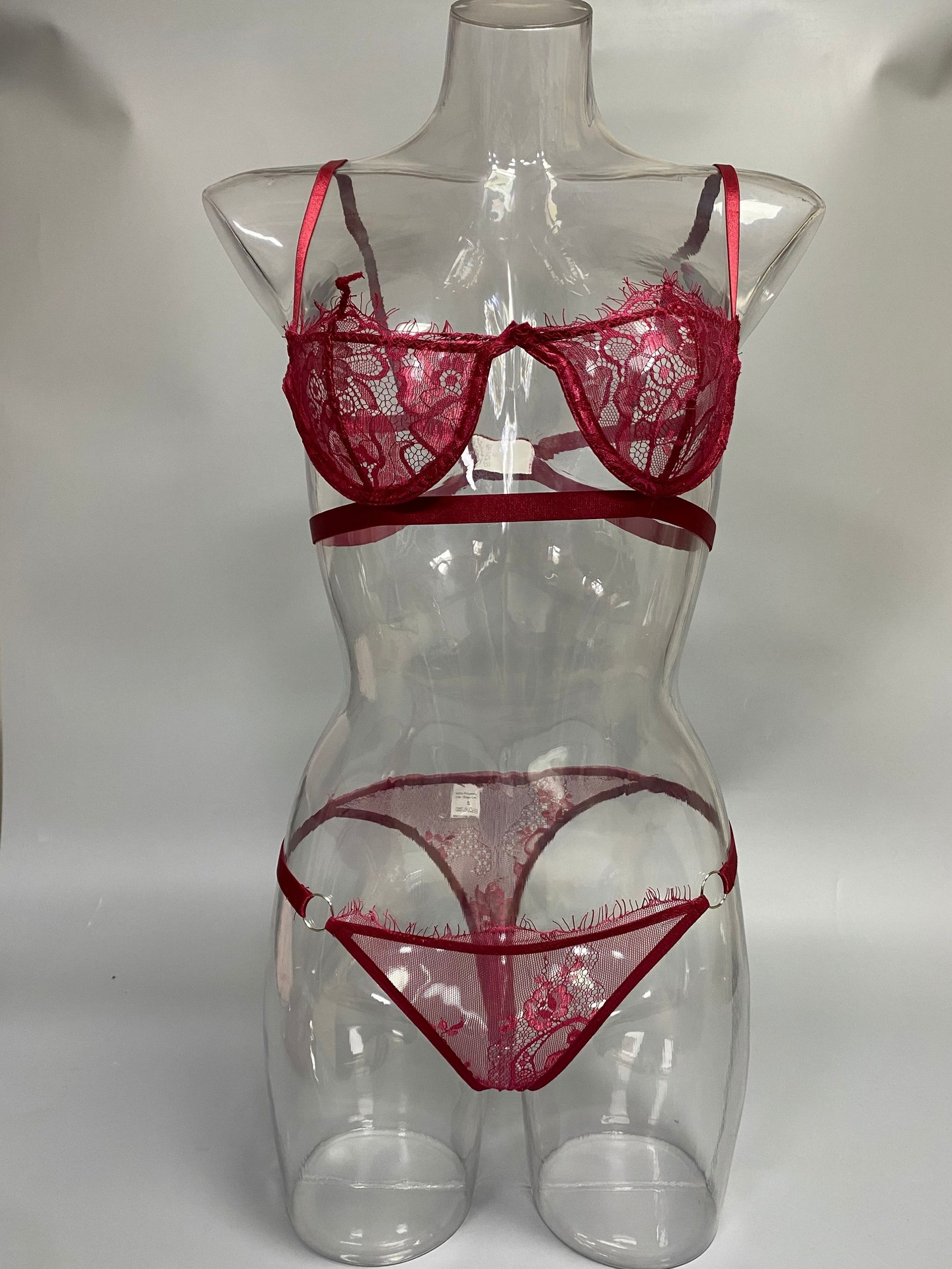 亚马逊开胸情趣内衣性感蕾丝假睫毛透视可爱情趣套装 有钢圈4007