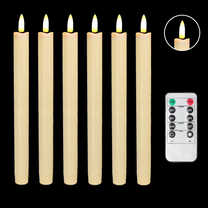 Led Electronic Candle Simulation Christmas Props Glossy Long Brush Holder Wax Cross-Border Remote Control Candle Ambience Light Ornaments