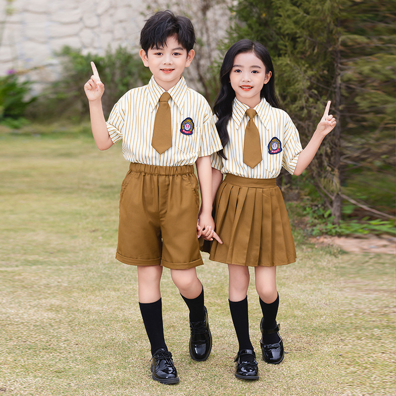 幼儿园园服夏装学院风小学生班服夏季新款套装儿童校服衬衫英伦风