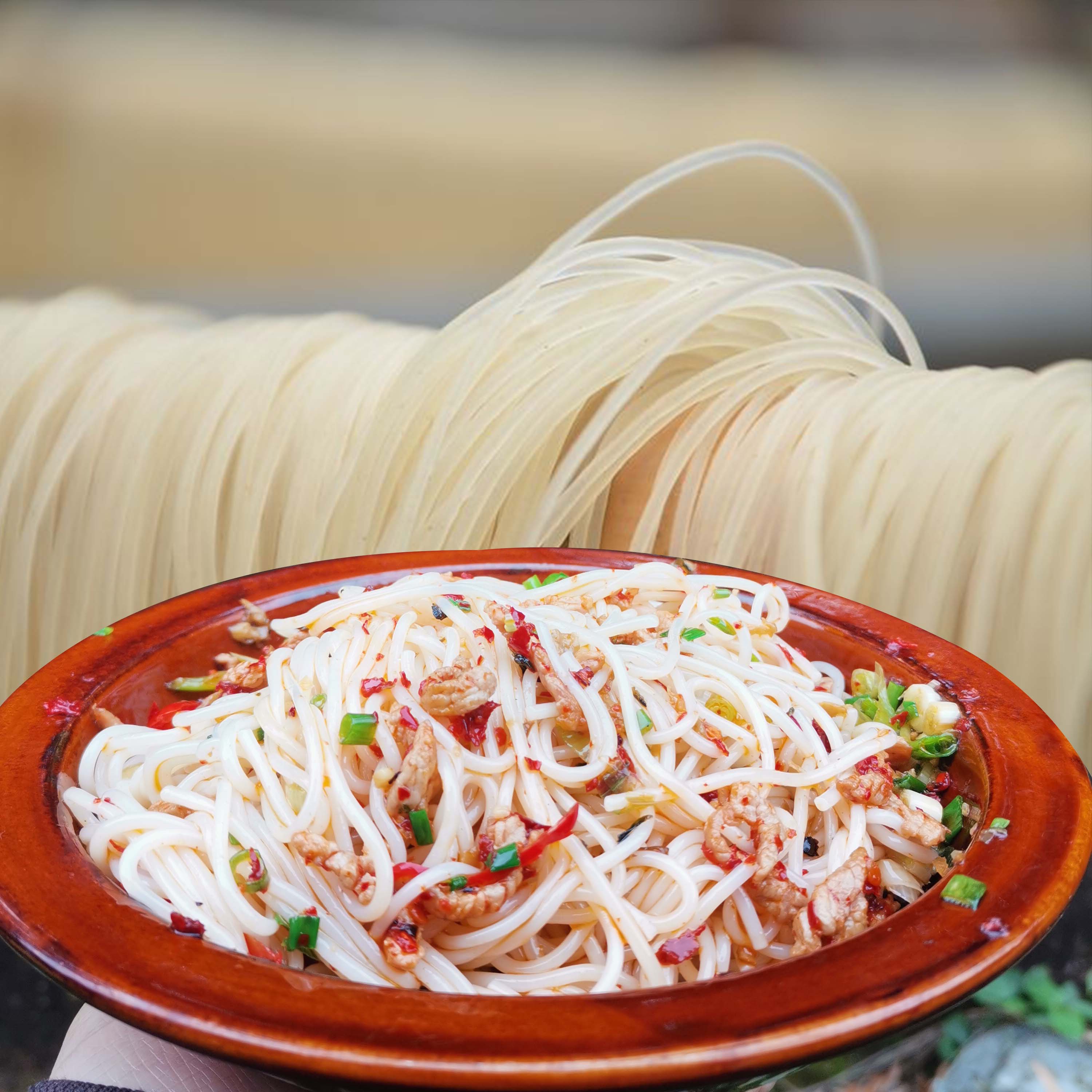 湖南攸县米粉桂林常德长沙圆米粉厂家5斤装孕妇可吃炒粉米线包邮