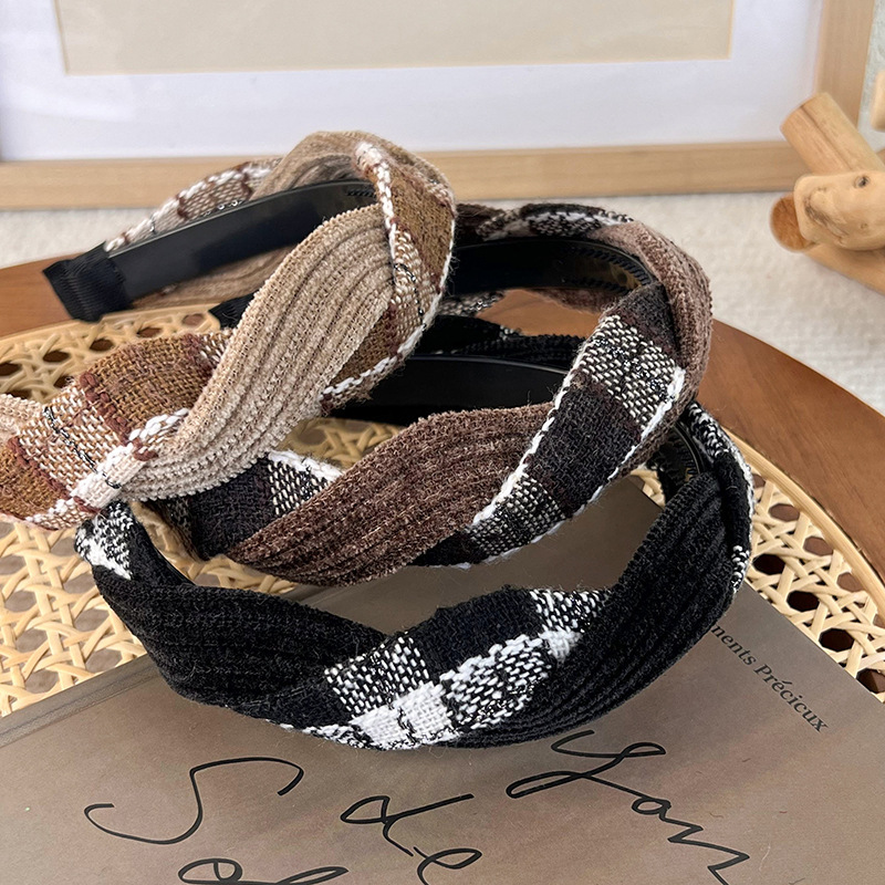 Chinese Style Coffee Color Series High Sense Hairpin for Hair Washing Headband for Women 2023 New Autumn and Winter Headdress High Skull Top Headband