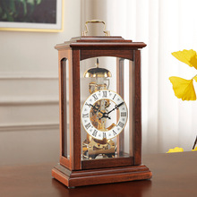 欧式机械座钟家用复古装饰摆件客厅仿古全铜机芯坐钟中式摇摆钟表