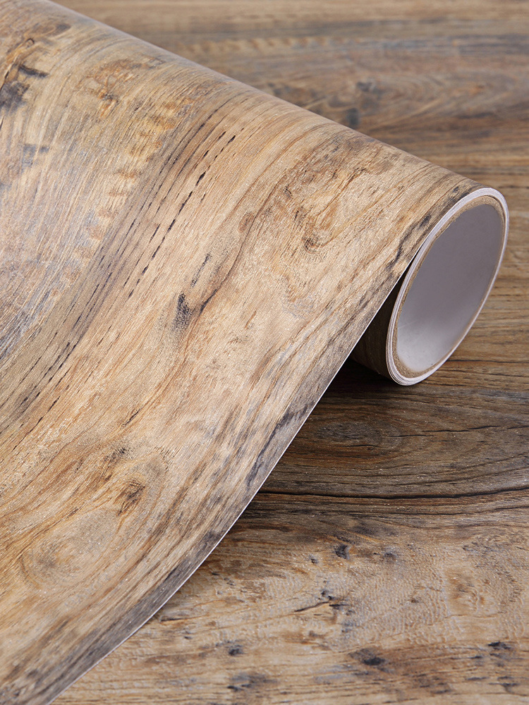 3d仿古加厚木纹自粘贴皮墙纸柜子贴纸门桌面复古家具翻新装饰