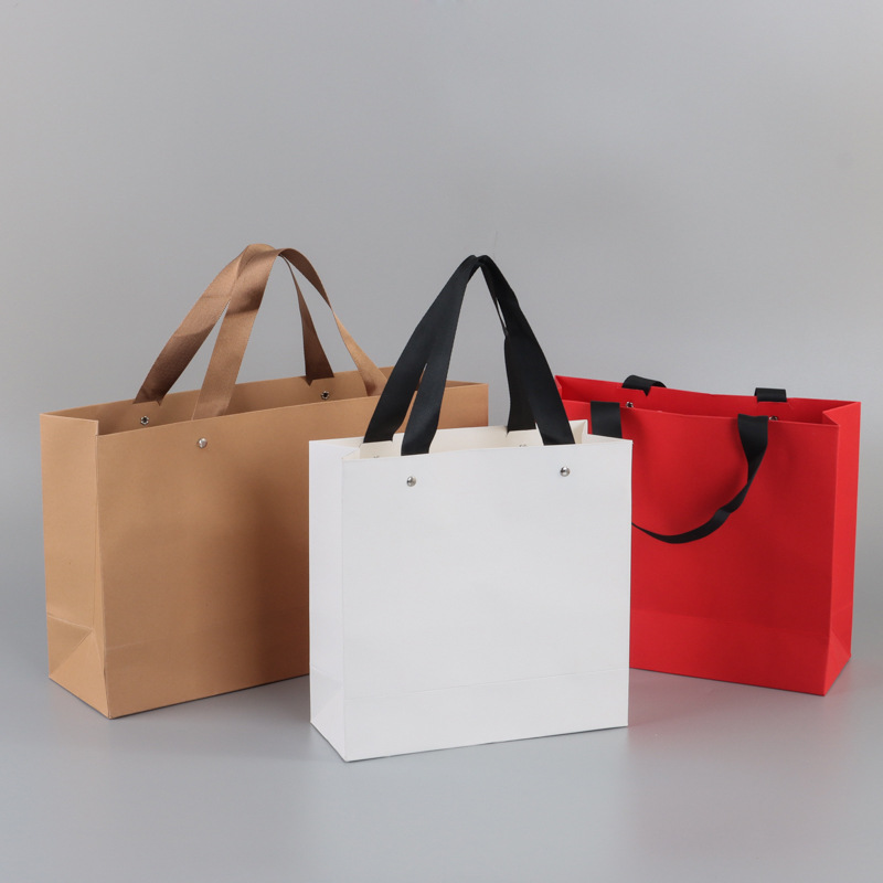服装店白卡牛皮手提袋子 空白通用礼品包装纸袋 购物袋印刷logo