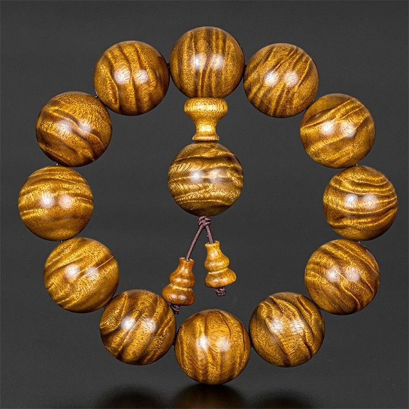 金丝楠木手串男盘玩礼四川小叶桢楠爆满水波闪电龙胆纹佛珠手链女