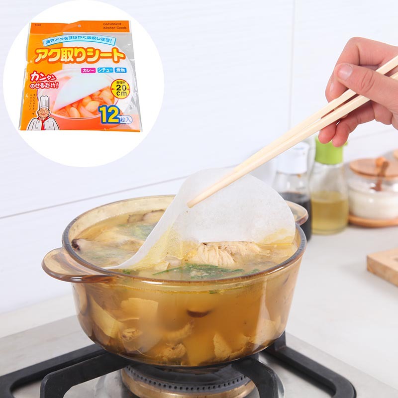 For Cooking Soup in the Kitchen Oil-Absorbing Sheets Stew Soup Drink Grease Absorbent Cotton Thickened Food Packing Paper Oil Removal Adsorption Floating Foam 12 Pieces