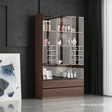 客厅靠墙酒柜展示柜家用轻奢现代简约玻璃门小型酒柜实木新款
