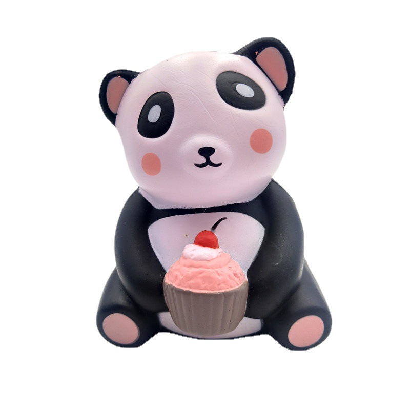新品 squishy慢回弹玩具 可爱熊猫 仿真动物模型 pu熊猫 树脂玩具