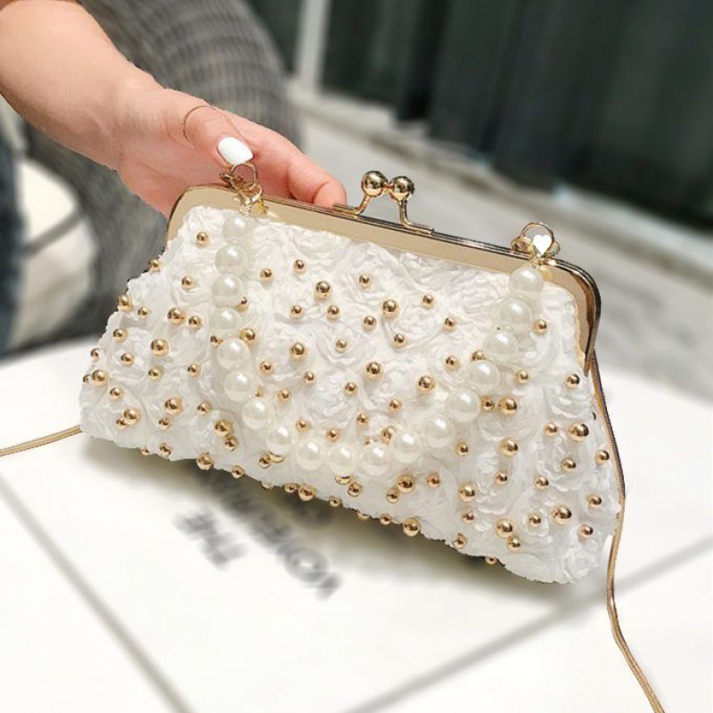 珍珠包手提网红小包包新款潮韩版百搭淑女铆钉链条单肩斜挎包