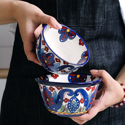 factory customized bohemian ceramic bowl creative personalized soup bowl instant noodle bowl hand painted european fruit salad bowl